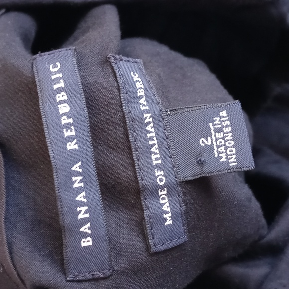 Banana Republic 3/4 Sleeve Black Soft Italian Cotton Button Down Shirt Dress 2 - Picture 10 of 16